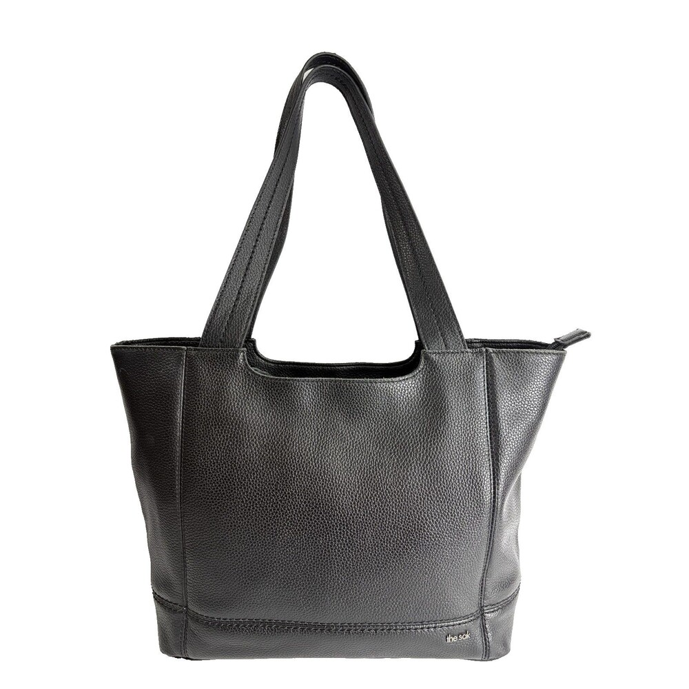 THE SAK De Young Women's Pebbled Black Leather Tote Bag Purse Handbag